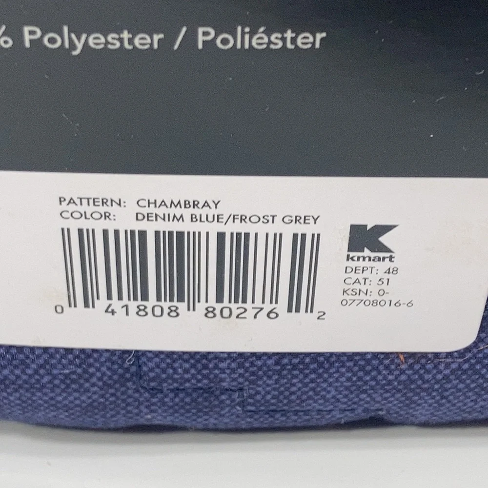 Attention Reversible Quilt King Blue Gray Chambray Look Geometric Quilting NWT